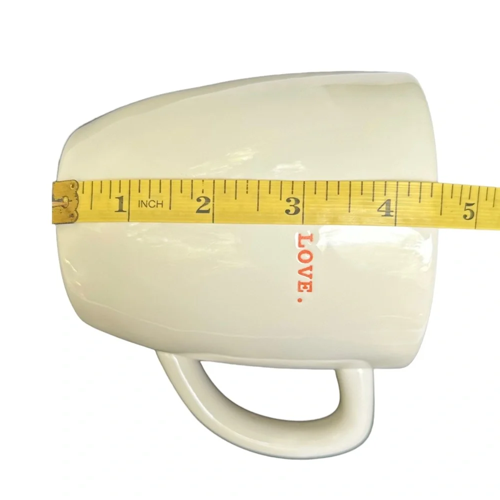 Rae Dunn LOVE Mug Coffee Tea White with Red Letters and Interior Dimples 2017 OG - Picture 10 of 12